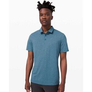 Lululemon Evolution Short Sleeve Polo Medium Heather Blue Stretch Golf